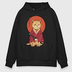 Мужское худи оверсайз Samurai kimono cat