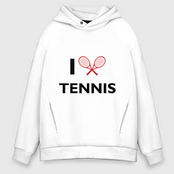 Толстовка оверсайз мужская I Love Tennis, цвет: белый