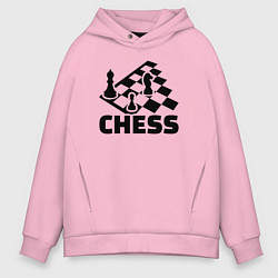 Толстовка оверсайз мужская Chess game, цвет: светло-розовый