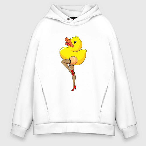 Мужское худи оверсайз Эротичная утка / Белый – фото 1