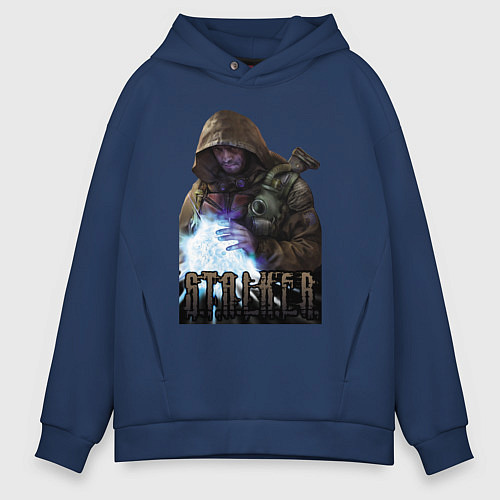 Мужское худи оверсайз Stalker - Меченный / Тёмно-синий – фото 1