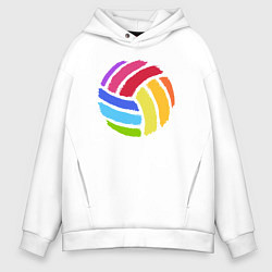 Толстовка оверсайз мужская Rainbow volleyball, цвет: белый