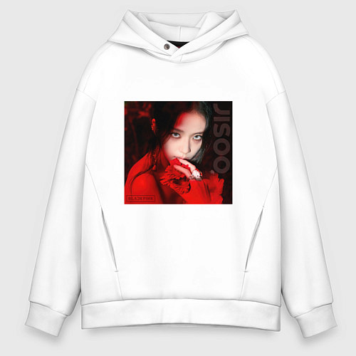 Мужское худи оверсайз Blackpink Jisoo in red / Белый – фото 1