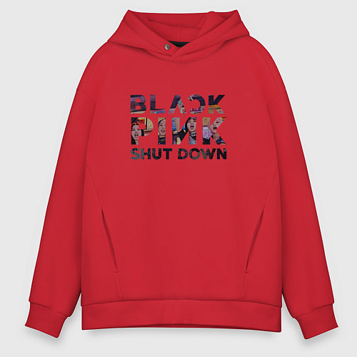 Мужское худи оверсайз Blackpink logo Jisoo Lisa Rose Jennie / Красный – фото 1