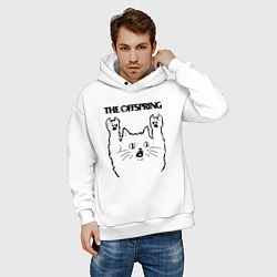 Толстовка оверсайз мужская The Offspring - rock cat, цвет: белый — фото 2