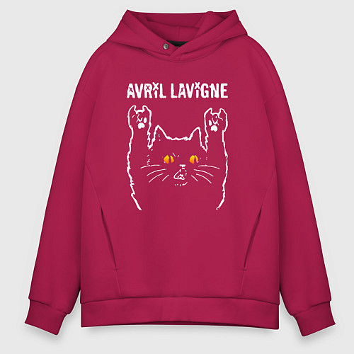 Мужское худи оверсайз Avril Lavigne rock cat / Маджента – фото 1