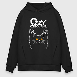 Толстовка оверсайз мужская Ozzy Osbourne rock cat, цвет: черный