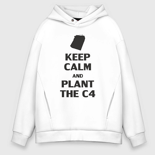 Мужское худи оверсайз Plant c4 - Counter Strike meme / Белый – фото 1