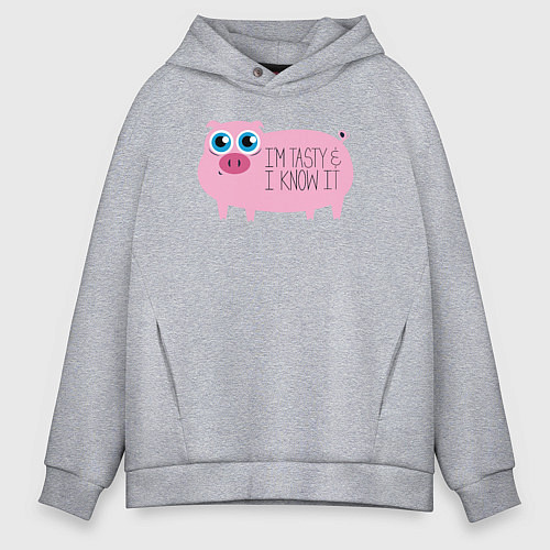Мужское худи оверсайз Я вкусный и знаю это / Меланж – фото 1
