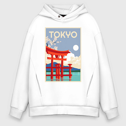 Мужское худи оверсайз Tokyo - japan / Белый – фото 1