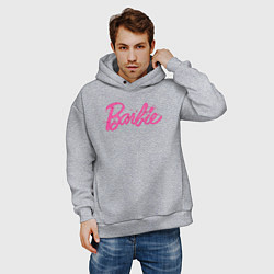 Толстовка оверсайз мужская Блестящий логотип Барби, цвет: меланж — фото 2
