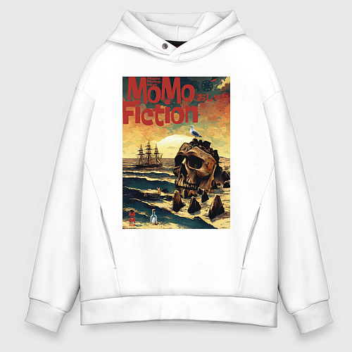 Мужское худи оверсайз MoMo - Skull Rock / Белый – фото 1