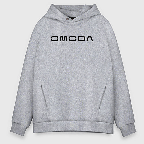 Мужское худи оверсайз Omoda big black logo / Меланж – фото 1