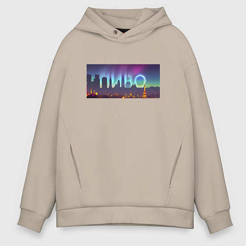 Мужское худи оверсайз Скрытый текст Пиво / Миндальный – фото 1