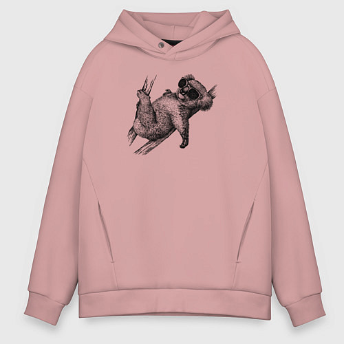 Мужское худи оверсайз Коала отдыхает / Пыльно-розовый – фото 1