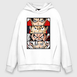 Толстовка оверсайз мужская Луффи пятый гир - One Piece, цвет: белый