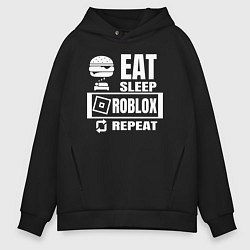 Толстовка оверсайз мужская Роблокс на повторе, цвет: черный