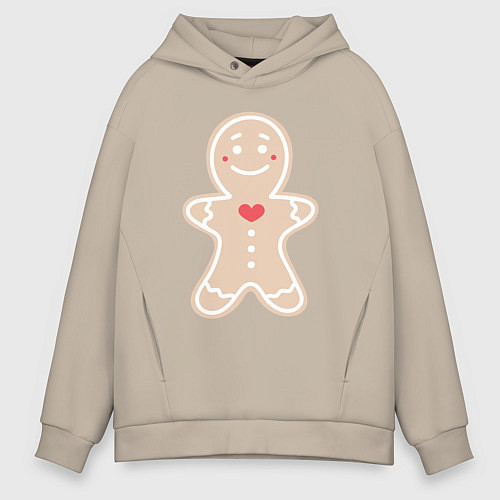 Мужское худи оверсайз Весёлый пряничек / Миндальный – фото 1