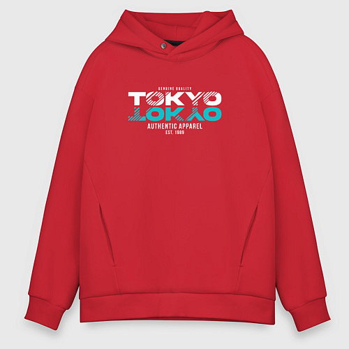Мужское худи оверсайз Tokyo Inscription / Красный – фото 1