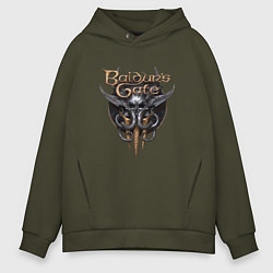 Толстовка оверсайз мужская Baldurs Gate 3 - logotype, цвет: хаки