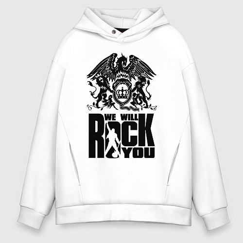 Мужское худи оверсайз Queen logo / Белый – фото 1