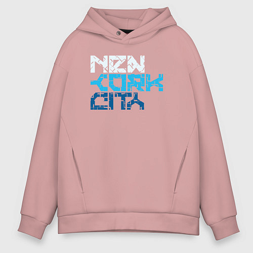 Мужское худи оверсайз Ney York city / Пыльно-розовый – фото 1