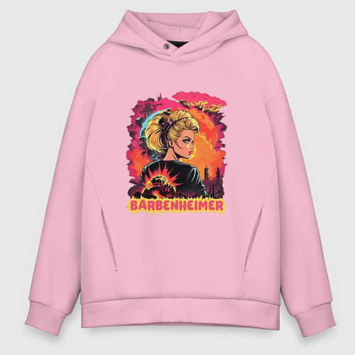 Мужское худи оверсайз Barbenheimer Barbie Oppenheimer / Светло-розовый – фото 1