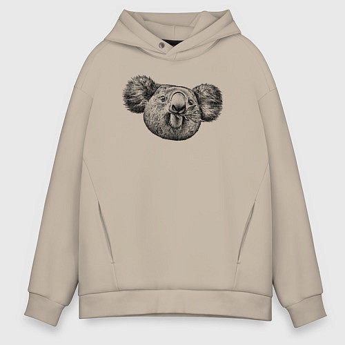 Мужское худи оверсайз Коала морда / Миндальный – фото 1