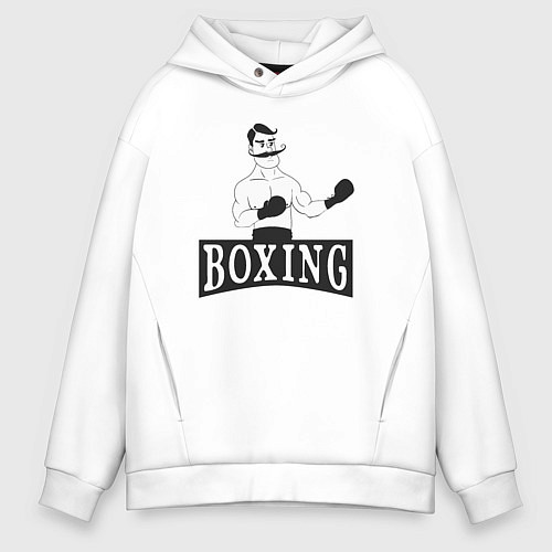 Мужское худи оверсайз Boxing man / Белый – фото 1