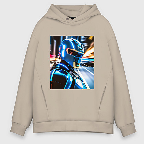 Мужское худи оверсайз Робокоп на страже / Миндальный – фото 1