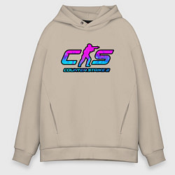 Толстовка оверсайз мужская КС 2 лого неон, цвет: миндальный