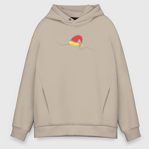 Мужское худи оверсайз Надень на новый год / Миндальный – фото 1