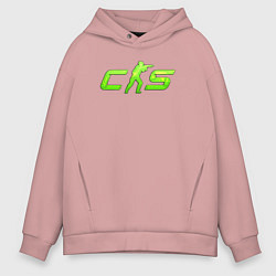 Толстовка оверсайз мужская CS2 green logo, цвет: пыльно-розовый
