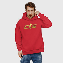 Толстовка оверсайз мужская CS 2 gold logo, цвет: красный — фото 2