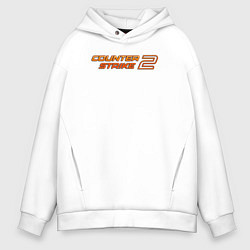 Толстовка оверсайз мужская Counter strike 2 orange logo, цвет: белый
