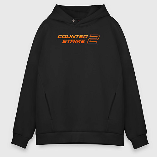 Мужское худи оверсайз Counter strike 2 orange logo / Черный – фото 1