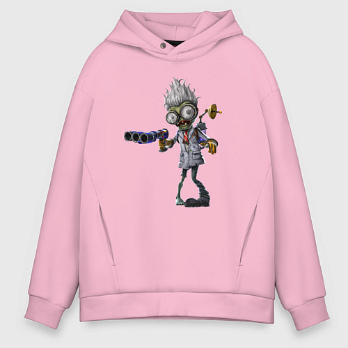 Мужское худи оверсайз Зомби-учёный / Светло-розовый – фото 1