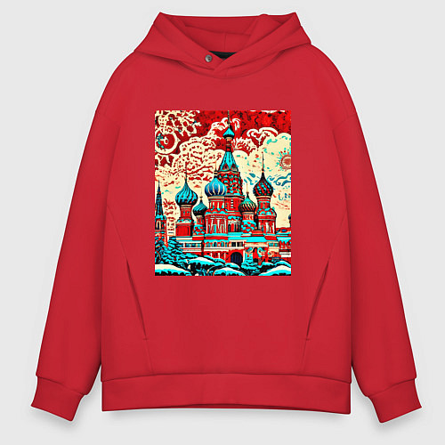 Мужское худи оверсайз Столица Москва / Красный – фото 1