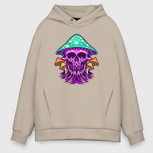 Мужское худи оверсайз Mushroom skull / Миндальный – фото 1