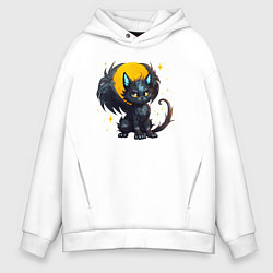 Толстовка оверсайз мужская Cat dragon, цвет: белый