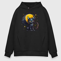 Толстовка оверсайз мужская Cat dragon, цвет: черный