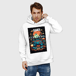 Толстовка оверсайз мужская Геймер old school, цвет: белый — фото 2