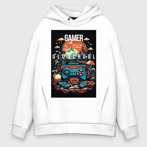 Мужское худи оверсайз Геймер old school / Белый – фото 1