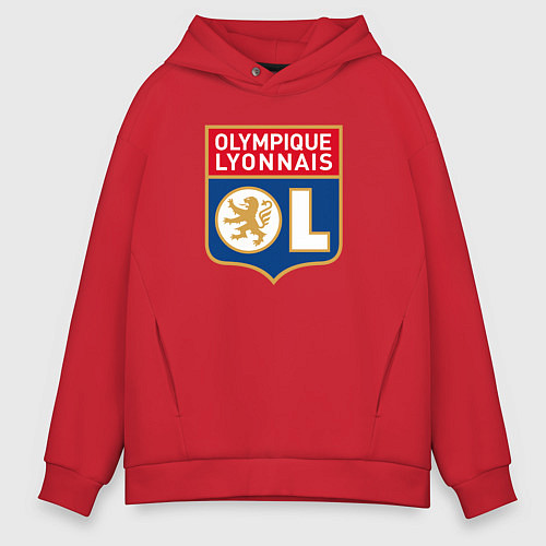 Мужское худи оверсайз Olympique lyonnais fc / Красный – фото 1