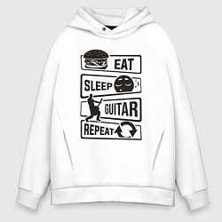 Мужское худи оверсайз Eat sleep guitar repeat