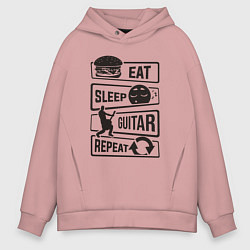Мужское худи оверсайз Eat sleep guitar repeat
