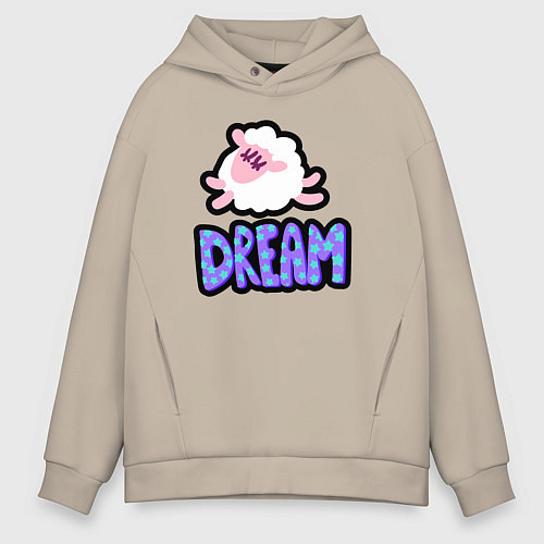Мужское худи оверсайз Мечта овечки / Миндальный – фото 1