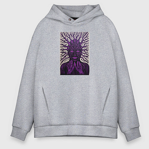 Мужское худи оверсайз Пораженный разум / Меланж – фото 1