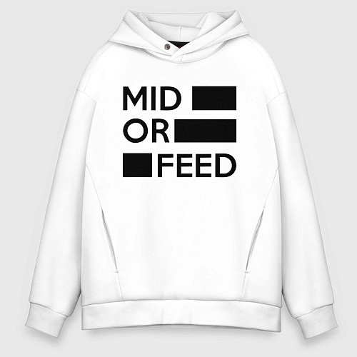 Мужское худи оверсайз Mid or feed / Белый – фото 1