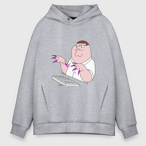 Мужское худи оверсайз Питер Гриффен с длинными ногтями / Меланж – фото 1